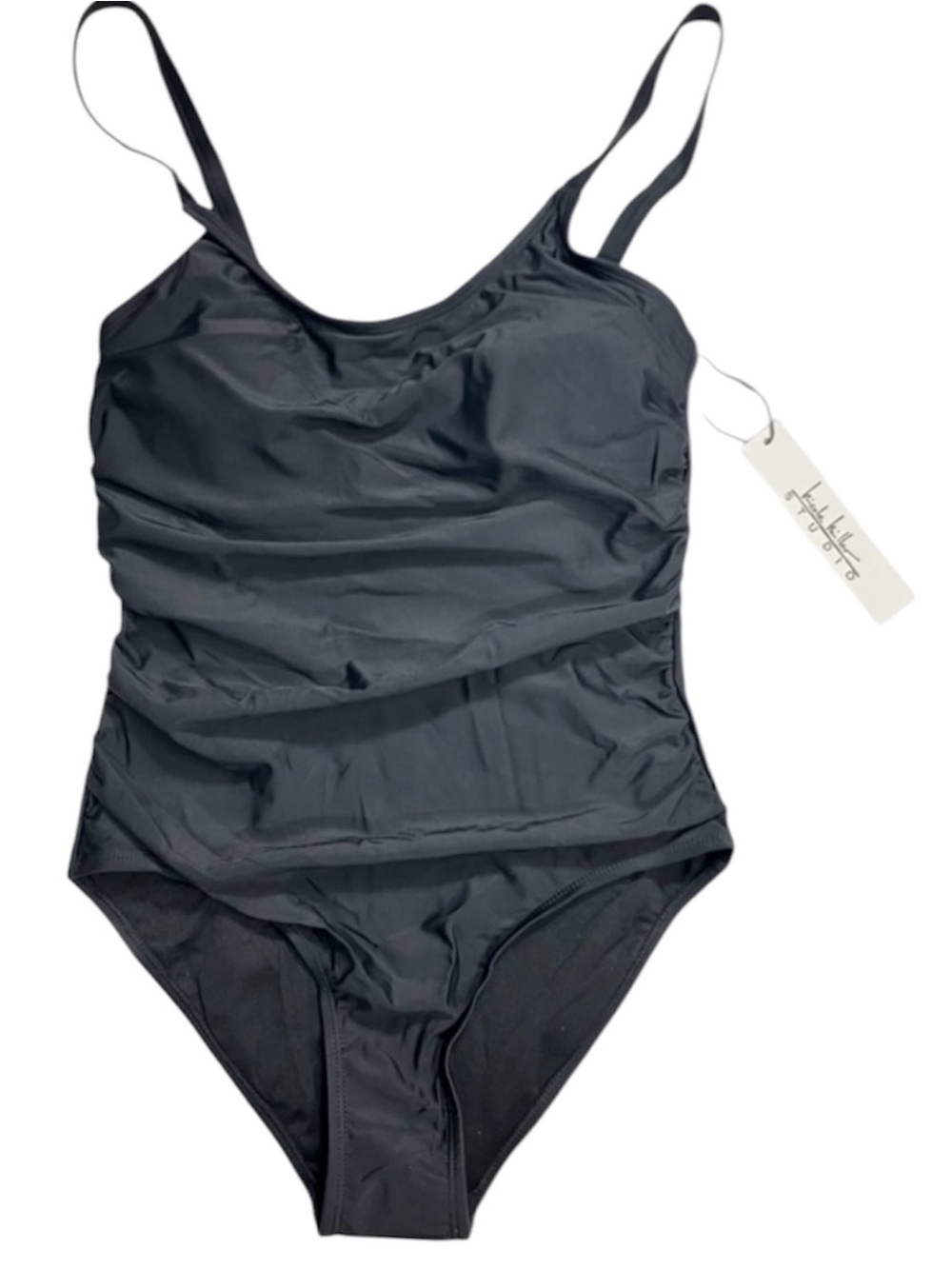 Nicole Miller Black One Piece Swimsuit NWT Sz S Adjustable Thin Straps Classic